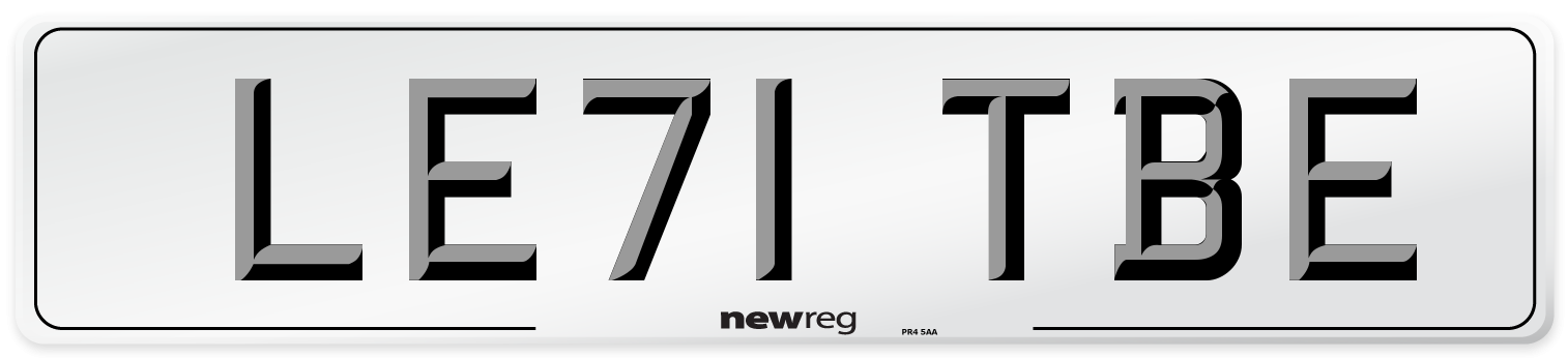 LE71 TBE Number Plate from New Reg